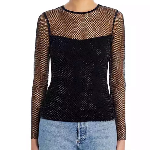 NWT Aqua Crystal Mesh Long Sleeve Top - Picture 4 of 10